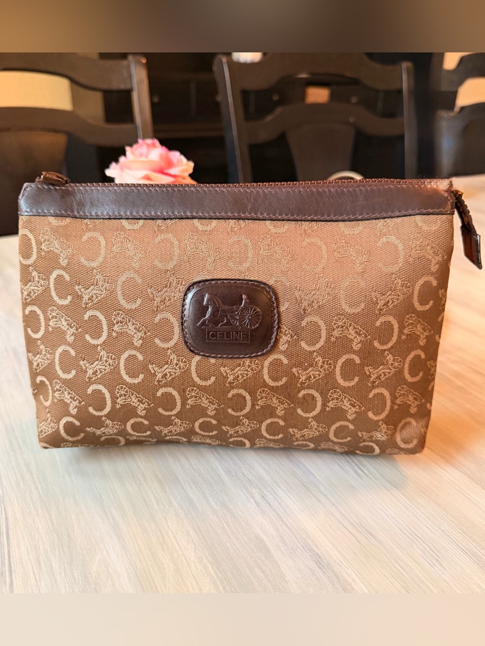 CELINE "C Sulky" Monogram Pouch / Clutch Bag Travel Bag